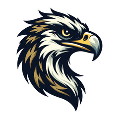 Obraz premium Wild animal bird of prey head face, raptor bird vector design illustration, hawk eagle falcon logo flat design template isolated on white background