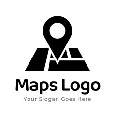 Map Pin Logo Design Element. Map pin location icon logo design