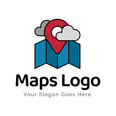 Map Pin Logo Design Element. Map pin location icon logo design