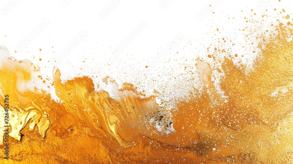 Poster An up-close view of an orange substance on a white surface. This image can be used for various purposes