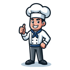 Man chef character vector Illustration, suitable for restaurant, cafe, food, eat, shop, trade, cook mascot logo isolated on white background.