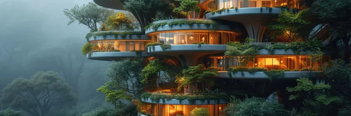Foto op Plexiglas Helix Bridge Vertical zoo with habitats stacked in a towering spiral
