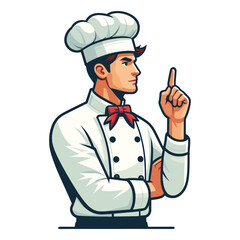 Man chef character vector Illustration, suitable for restaurant, cafe, food, eat, shop, trade, cook mascot logo isolated on white background.