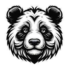 Fototapeta premium Cute adorable panda head face cartoon character vector illustration, funny Asian Chinese animal baby panda flat design mascot template isolated on white background