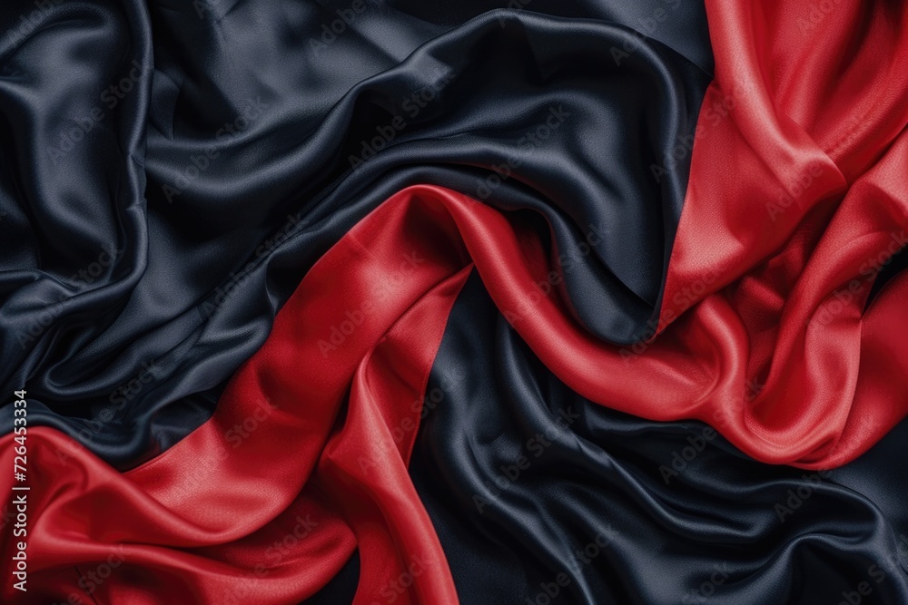 Poster Red and black fabric up close. Versatile for various design projects