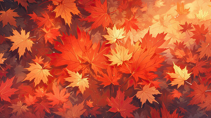 Naklejka na ściany i meble Autumn Maple Leaves in Vibrant Hues - Generative AI