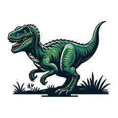 Fototapeta premium Wild beast animal raptor dinosaur vector design illustration, prehistoric dino flat design template isolated on white background
