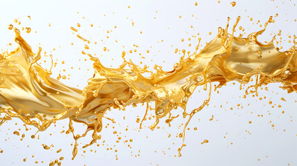 gold metallic paint splattered on flat design illustrations on white.