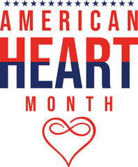 Fototapeta premium National American Heart Month Background Vector Illustration 