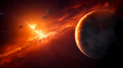 Naklejka premium Cosmic illustration showing vibrant cosmic background