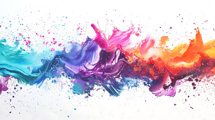 Obraz premium multi colored metallic paint splattered on flat design illustrations on white