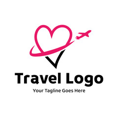 Travel Love Logo, Editable Vector Logo Template Vector. Love Trip Travel Logo Design Template