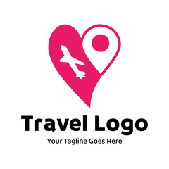 Travel Love Logo, Editable Vector Logo Template Vector. Love Trip Travel Logo Design Template