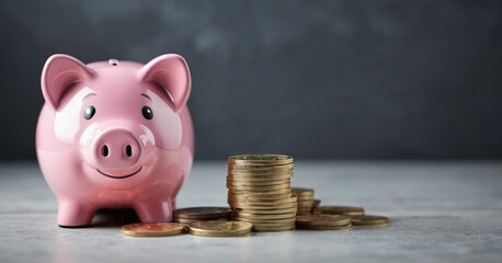 piggy money coins saving, financial investment and budget concept, money in the bank deposit and growth