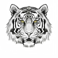 Tiger. Roaring angry tiger. Tiger head. Mascot. tiger illustration roaring head black white. generative Ai