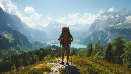 hiker on the top of the mountains