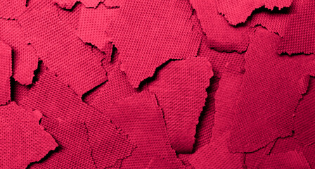 red pieces of torn sheets of paper, background