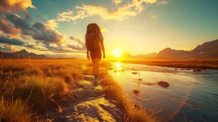 a person hiking in the wild