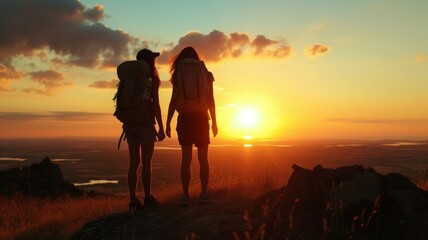 silhouette of a couple in the sunset