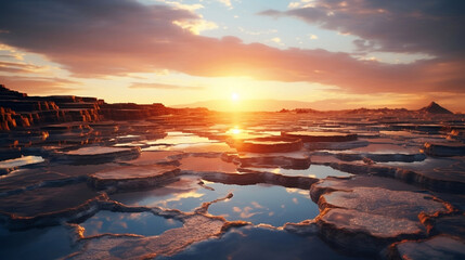 Landscape. Salt evaporation pond.