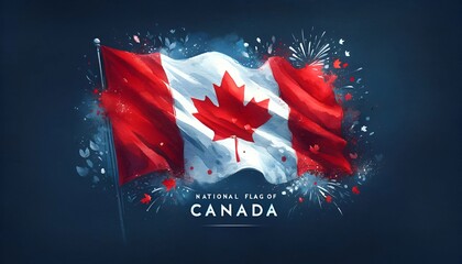 National flag of canada day celebration background in watercolor style. - obrazy, fototapety, plakaty
