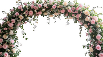 Beautiful wedding flower arch, cut out in white background