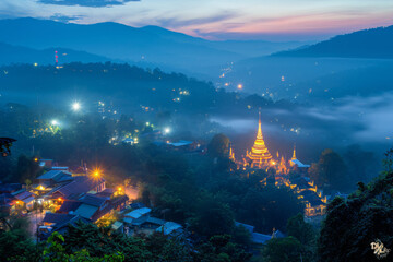 Fototapeta na wymiar Top view point of Mae Hong Sorn Thailand in the morning 