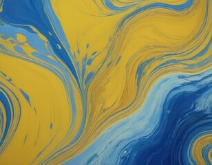 an abstract view of a blue and yellow liquid, in the style of marbleized, digital airbrushing