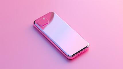 cute, 3d metal, chrome 32-bit, isometric, anime phone on isolated background