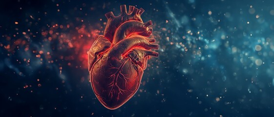 human heart, abstract illustration, cardiovascular health concept
