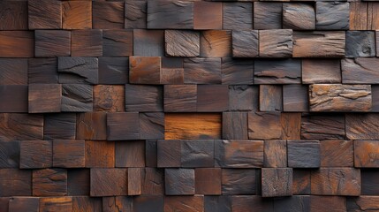 Cubist Wood Mosaic Dynamic Wooden Block Wall Texture
