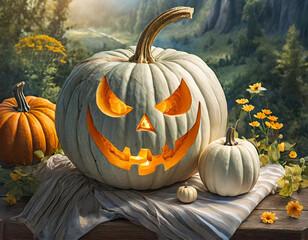 pumpkins decorated for halloween