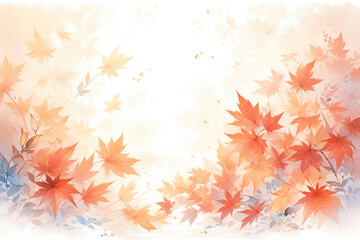 Dreamy Landscape with Floating Autumn Leaves - Generative AI - obrazy, fototapety, plakaty