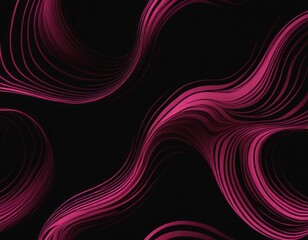 colorful abstract wave pattern with a pink color on a black background, in the style of elongated forms