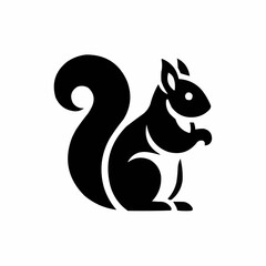 black and white illustration of a squirrel | Silhouette of black squirrel