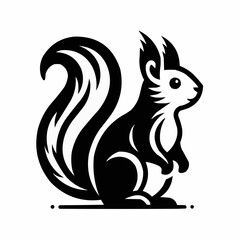 squirrel on a white background silhouette | Vector illustration of squirrel