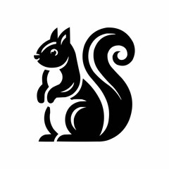 black and white squirrel vector illustration | Silhouette of squirrel black svg