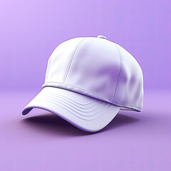 Fototapeta premium Blank White Baseball Cap on Purple Background - Generative AI
