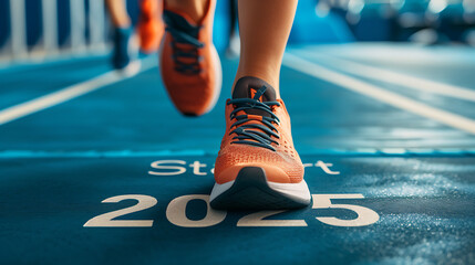 runners on track with text - start 2025