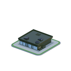 3D Low-poly Isometric Building with no Background