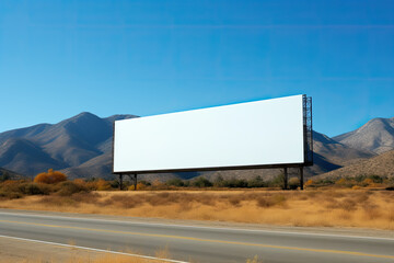 Blank Billboard on a Desert Highway - Generative AI