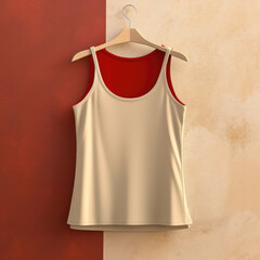 Elegant Tank Top on Hanger Against Textured Wall - Generative AI