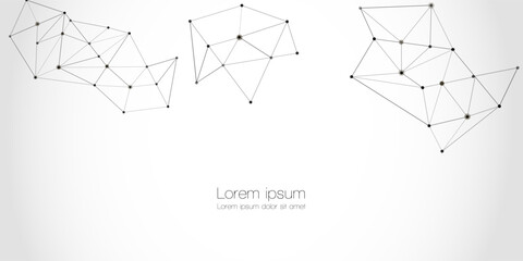 Abstract technology Network nodes, digital connection background with polygonal shapes on white Vector. science technology, data structure, connected points, web.