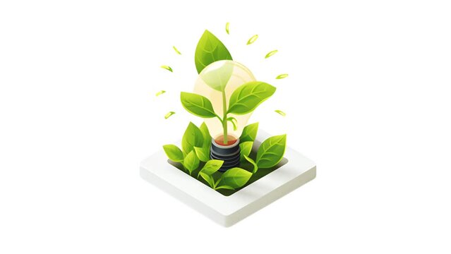 Bulb Ecology Icon of nice animated for your isometric videos easy to use with Transparent Background