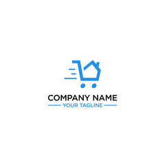 a trolley-shaped logo with speed motion is suitable for e-commerce companies