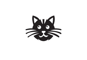 funny cat vector logo simple black and white background