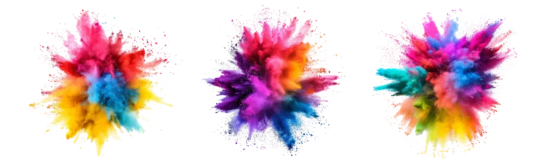 Badezimmer Foto Rückwand Colorful vibrant rainbow Holi paint color powder explosion with bright colors isolated white background © PngXpress