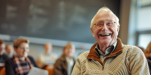 Senior student in class