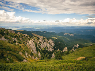 Fototapeta na wymiar Beautiful limestone formations in a valley in Carpathian mountains