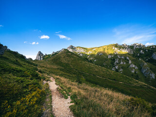 Beautiful path going on the top of a beautiful Carpathian mountain.